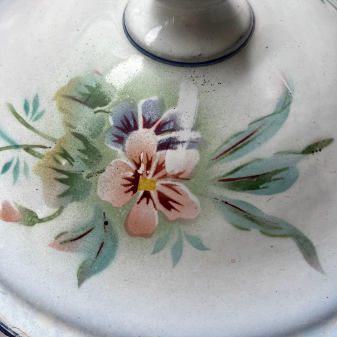 フランスアンティーク　JAPY スミレとスズランホーロースーピエールチューリーン