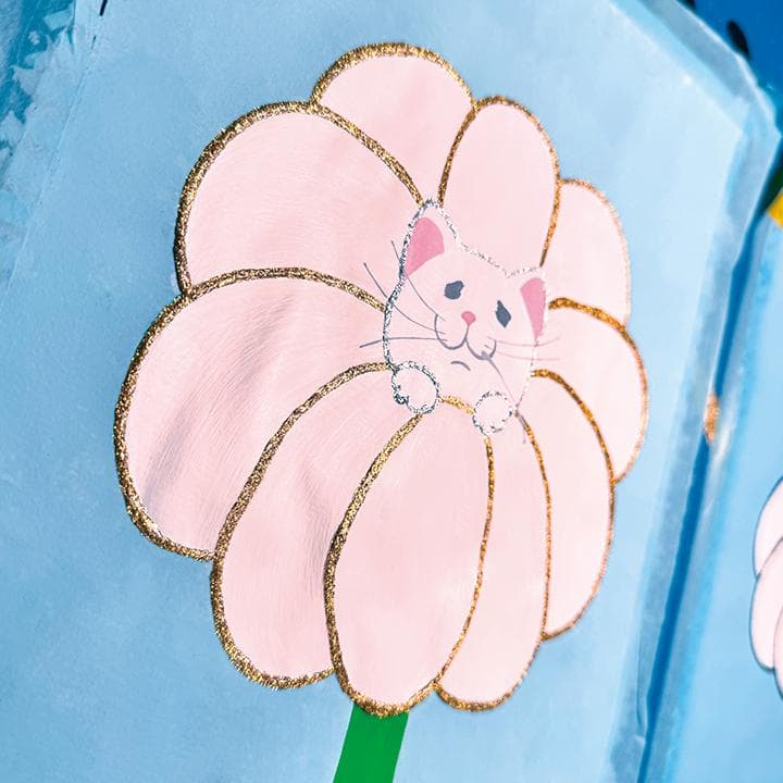 白猫の華　1点もの　アクリル画　A4　アート　額付き　送料無料