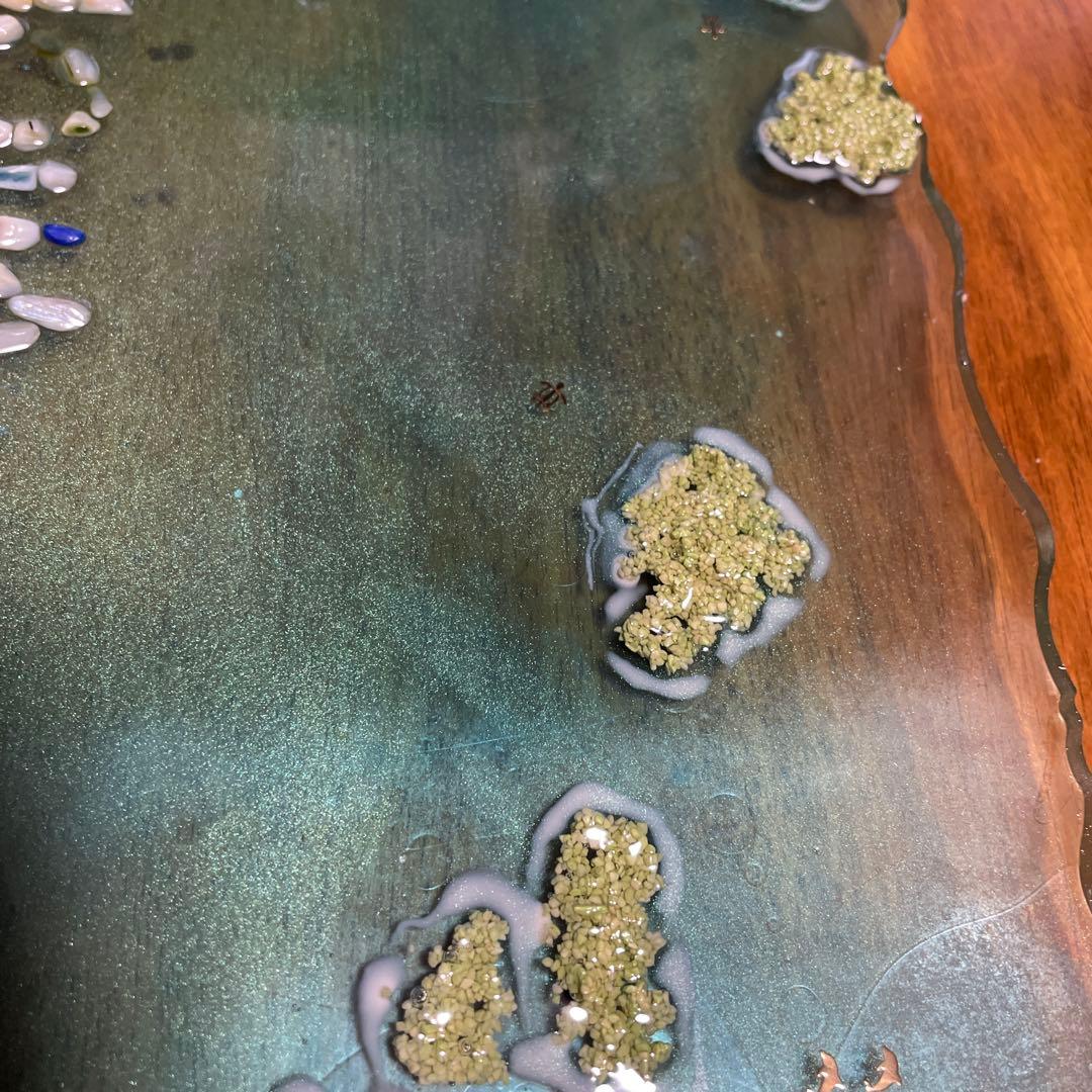 Aloha装飾プレート 青緑色　Hawaii レジン