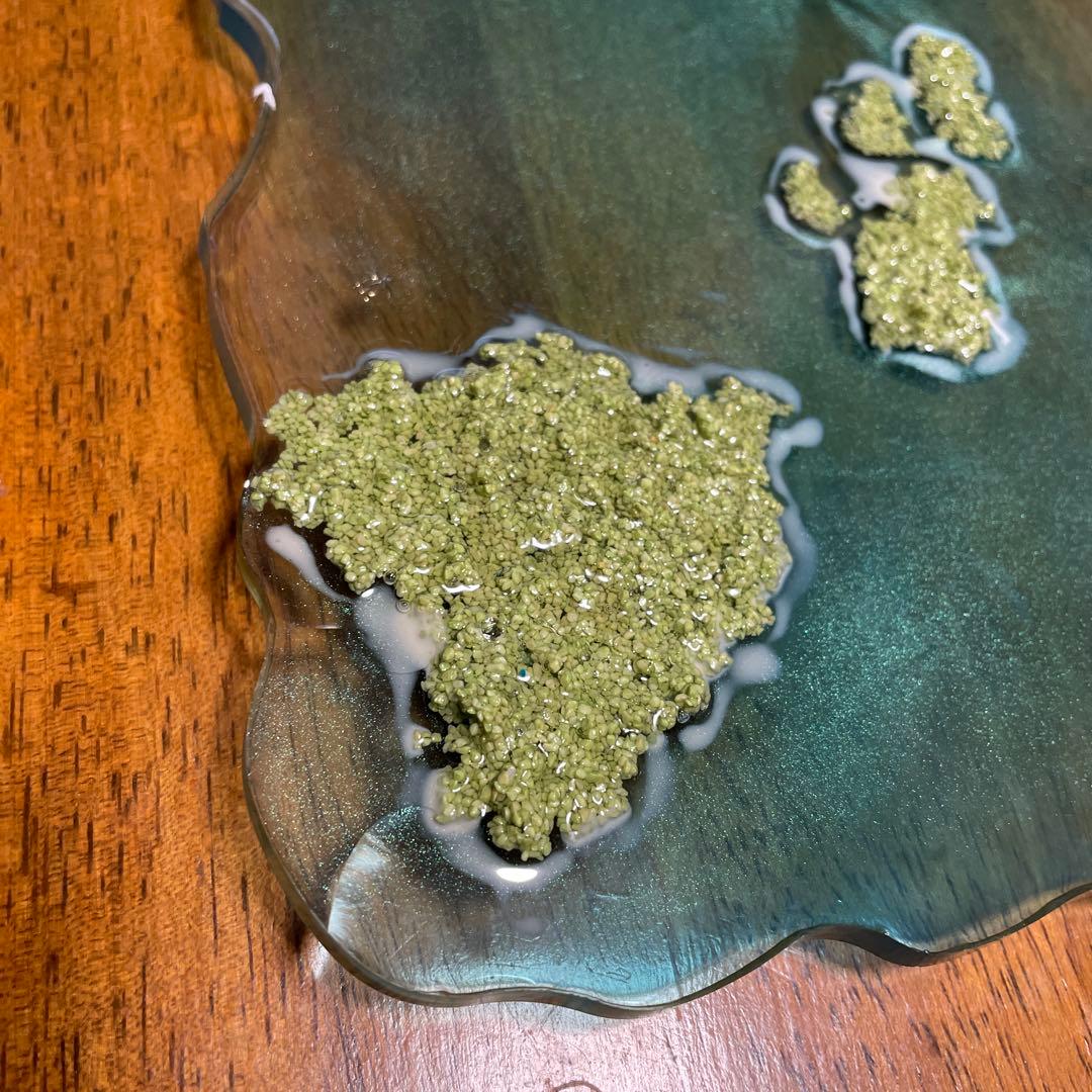 Aloha装飾プレート 青緑色　Hawaii レジン