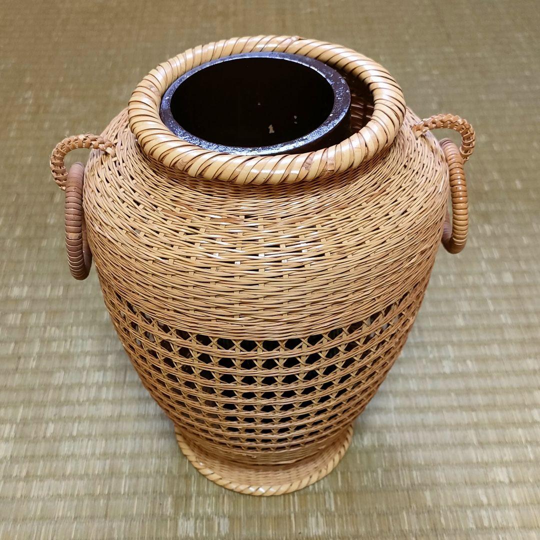 竹花籠　レトロ　竹細工　竹籠　花籠　茶道具　耳付き　生花　竹清　竹清堂