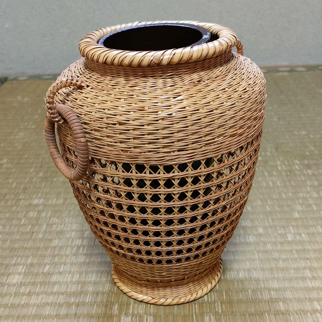 竹花籠　レトロ　竹細工　竹籠　花籠　茶道具　耳付き　生花　竹清　竹清堂