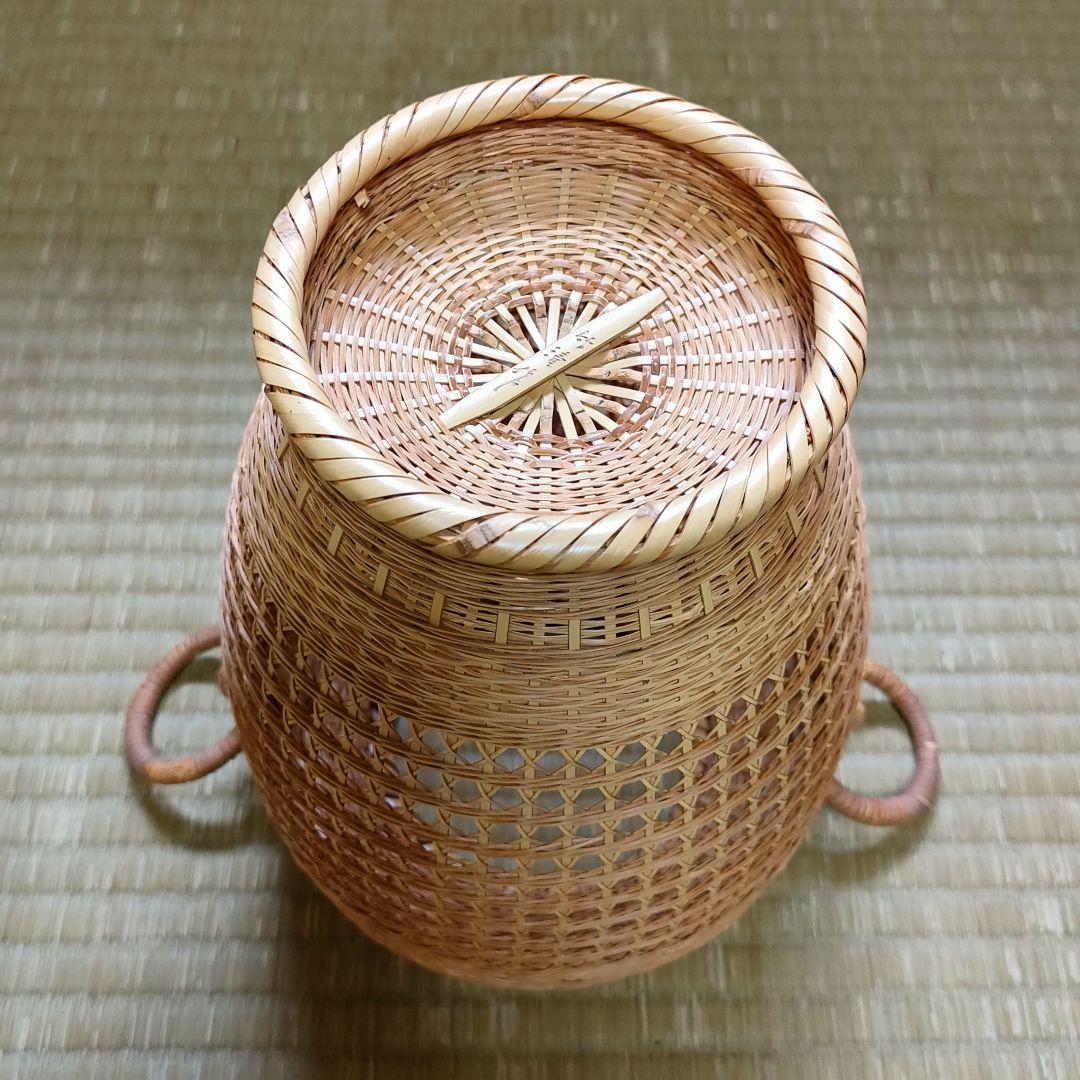 竹花籠　レトロ　竹細工　竹籠　花籠　茶道具　耳付き　生花　竹清　竹清堂