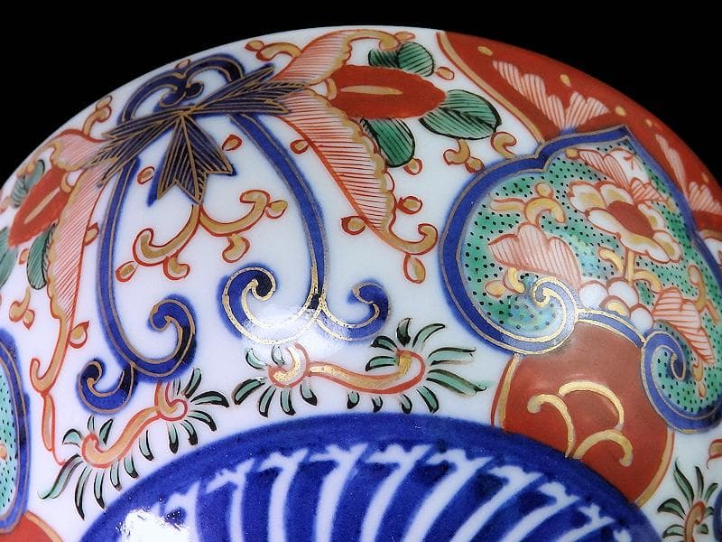 大聖寺伊万里　金襴手　花の図　大振蓋茶碗　E36AS-CPc