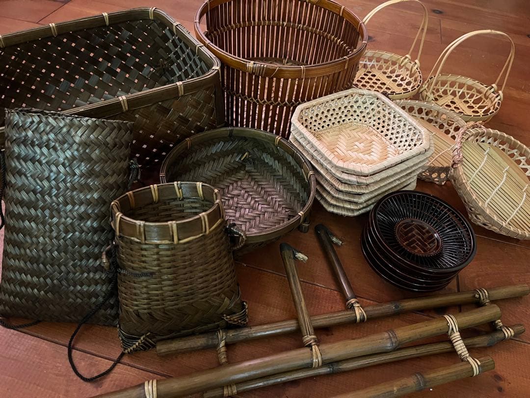 昭和レトロ　竹細工　まとめ売り　￼竹籠　茶托