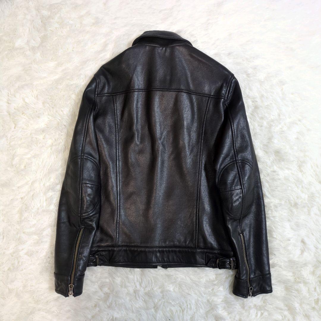 メンズビギ　羊革　ラムレザー　シングル　ジャケット　2way　ブラック　黒