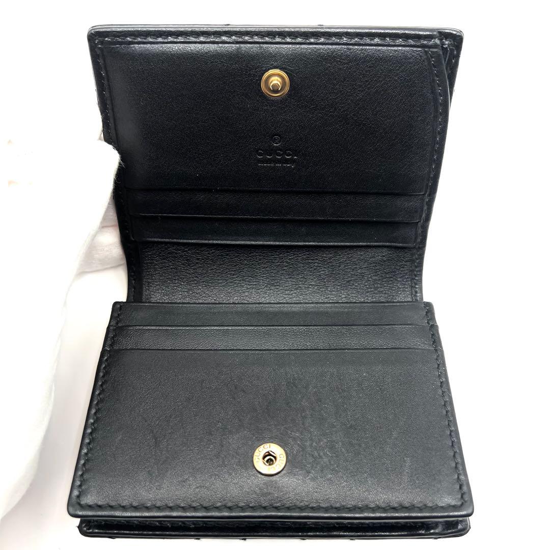極美品✨GUCCI 二つ折り財布 ggマーモント キルティング ブラック