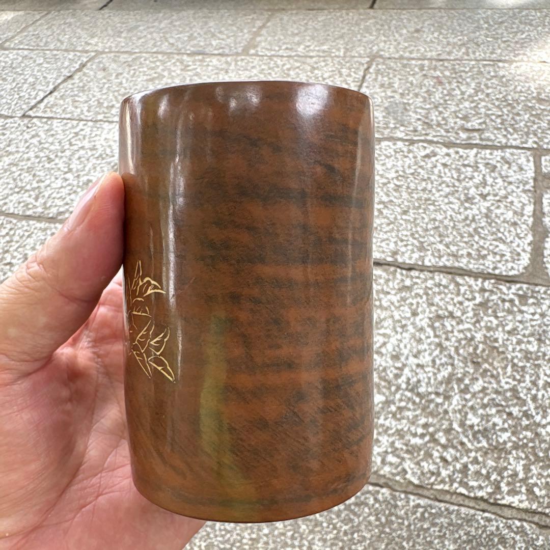 中国钦州 筆筒　文房具　落款あり