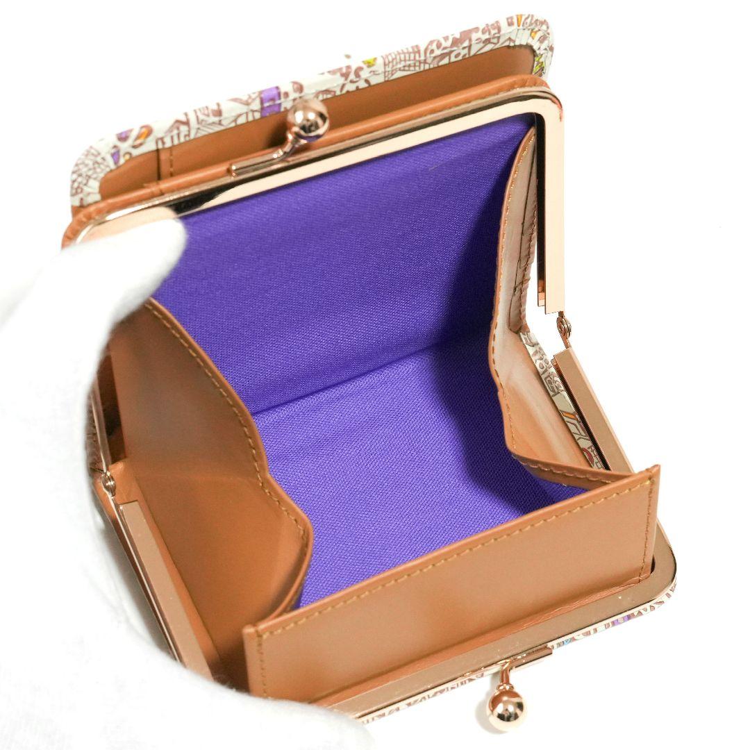 【未使用品】友禅文庫 マップ柄 がま口二つ折り財布 牛革 日本製