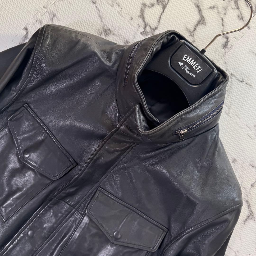 ポールスミス　シングルライダースジャケット　ラムレザー　収納フード　2way