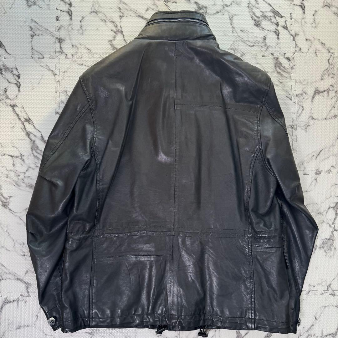 ポールスミス　シングルライダースジャケット　ラムレザー　収納フード　2way