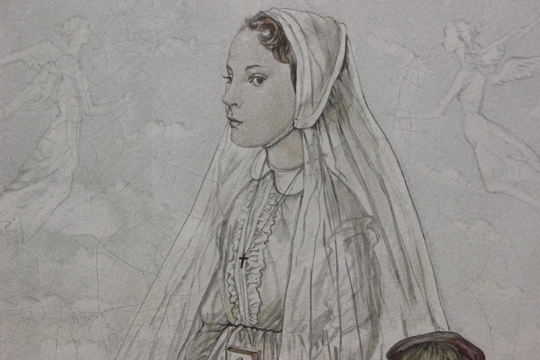 藤田嗣治 リトグラフ 魅せられし河より「サンフィリップ教会」75部限定 5/75