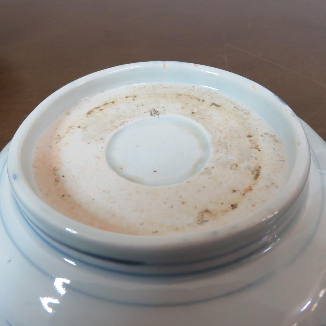 なます皿 4枚 染付 蝶 鳥 渦巻 風車 花弁縁 江戸