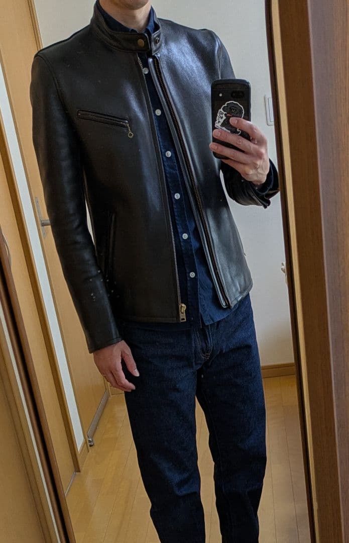 【美品】茶芯ワイツーレザー36 シングルライダース