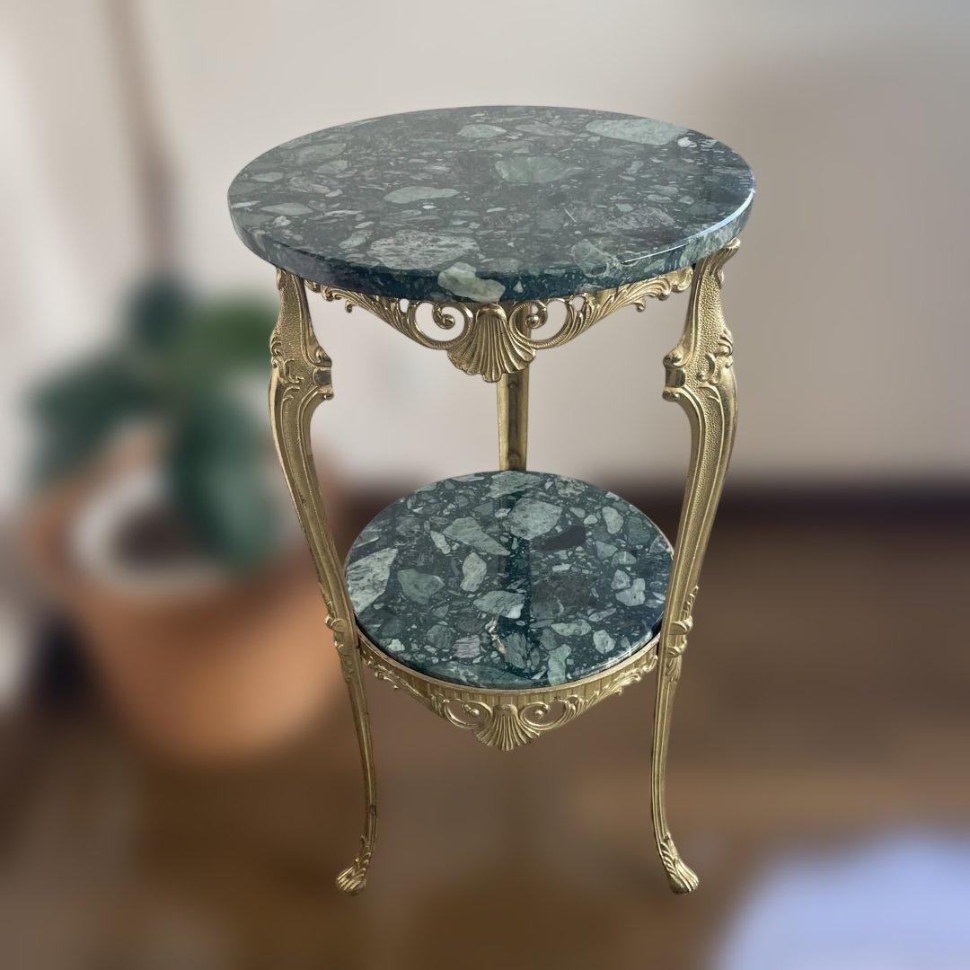 イタリア製 大理石 真鍮 花台 飾り台　猫足