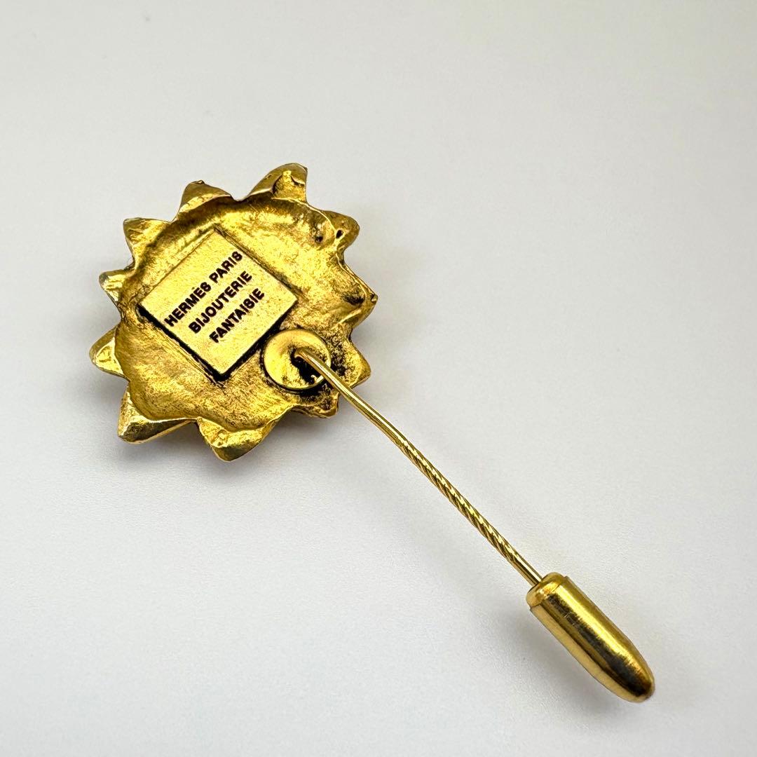 HERMES エルメス ピンブローチ 太陽モチーフ ヴィンテージ