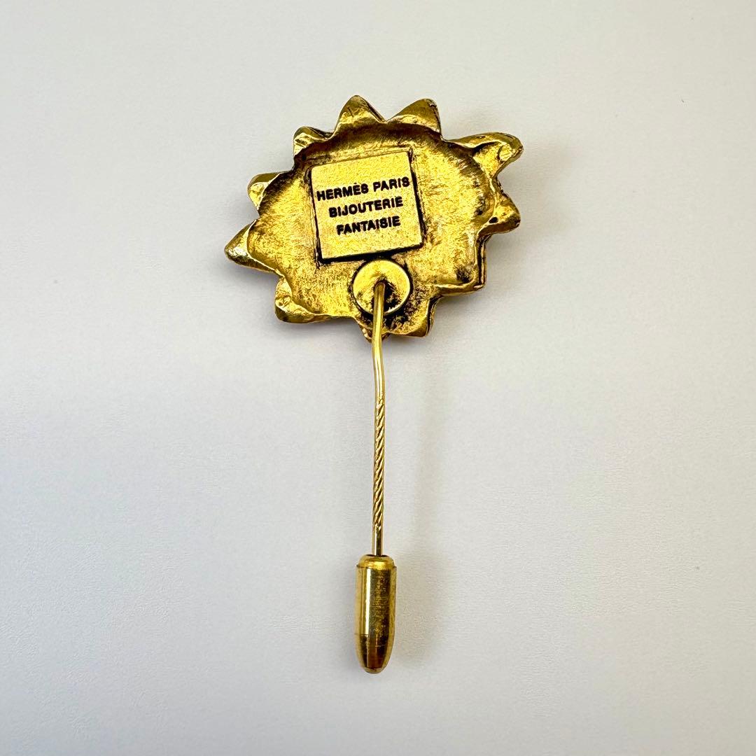 HERMES エルメス ピンブローチ 太陽モチーフ ヴィンテージ