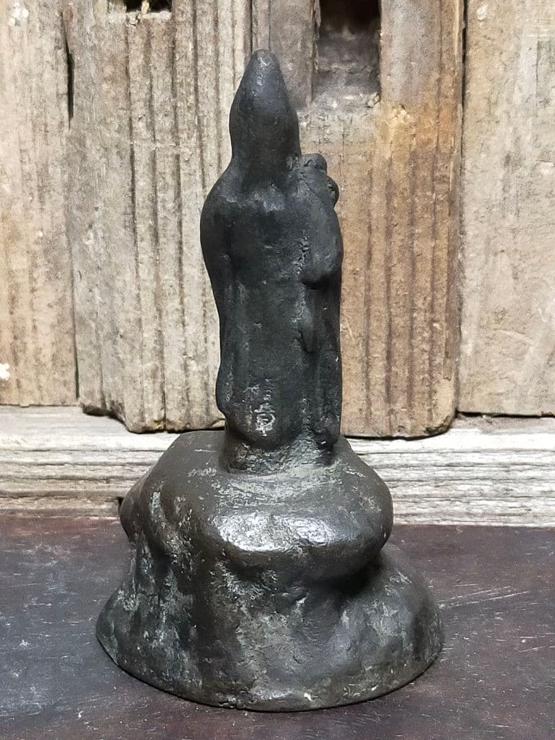 ♥小さな　観音像　銅製　観音様　仏像　仏壇　仏具　骨董　古玩　中国　レトロ