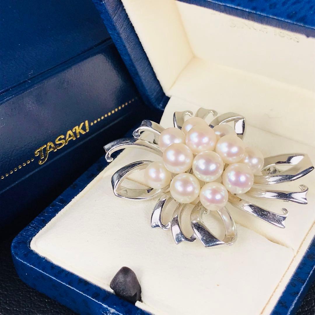 【極美品】TASAKI　タサキ　田崎　アコヤパール ブローチ　帯留　シルバー