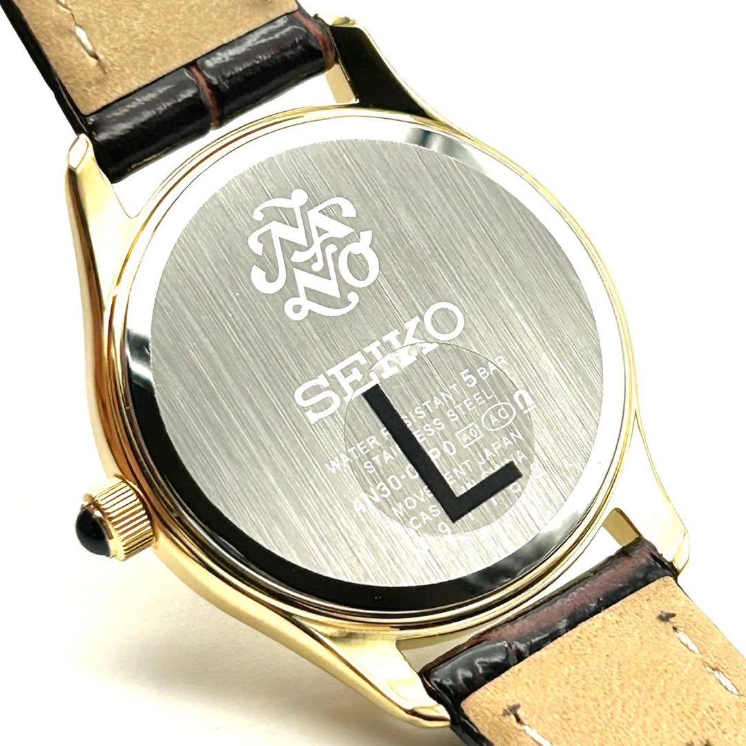 セイコー ナノユニバース コラボ 腕時計 レディース　未使用 レザーベルト 金色