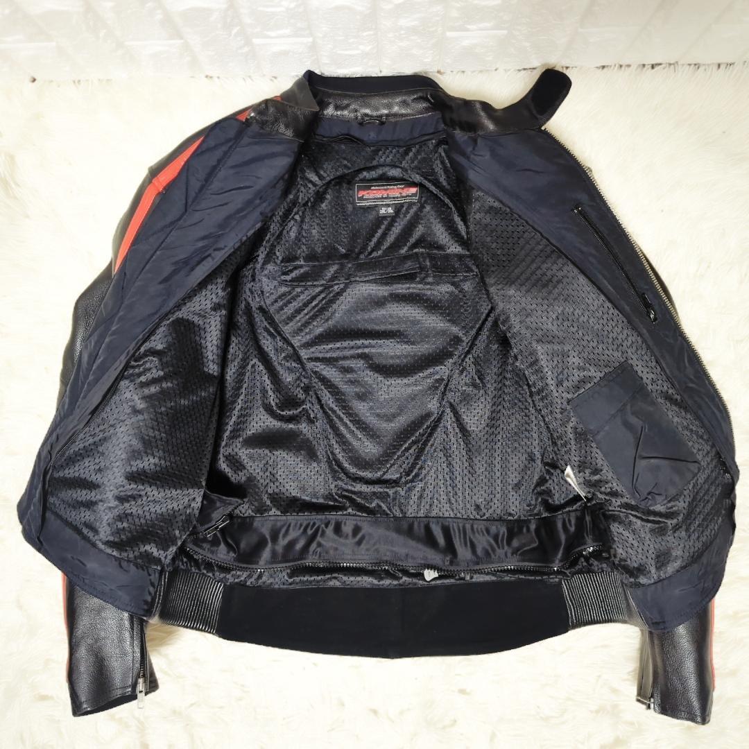 【大きい】KOMINE コミネ ライディングレザージャケット 3XL 赤黒