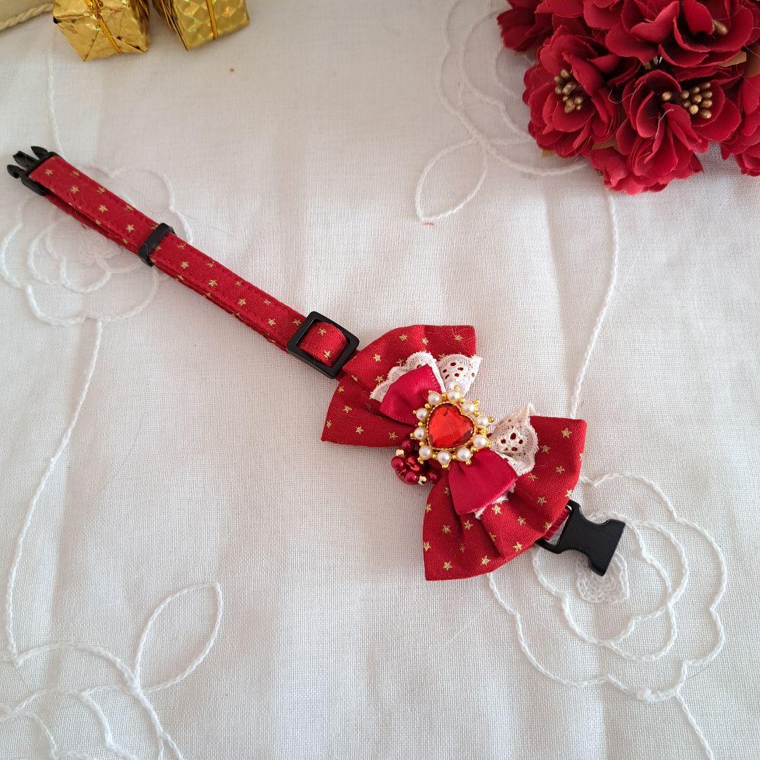 クリスマスシリーズ(赤ゴールドスター)わんちゃん猫ちゃん用首輪