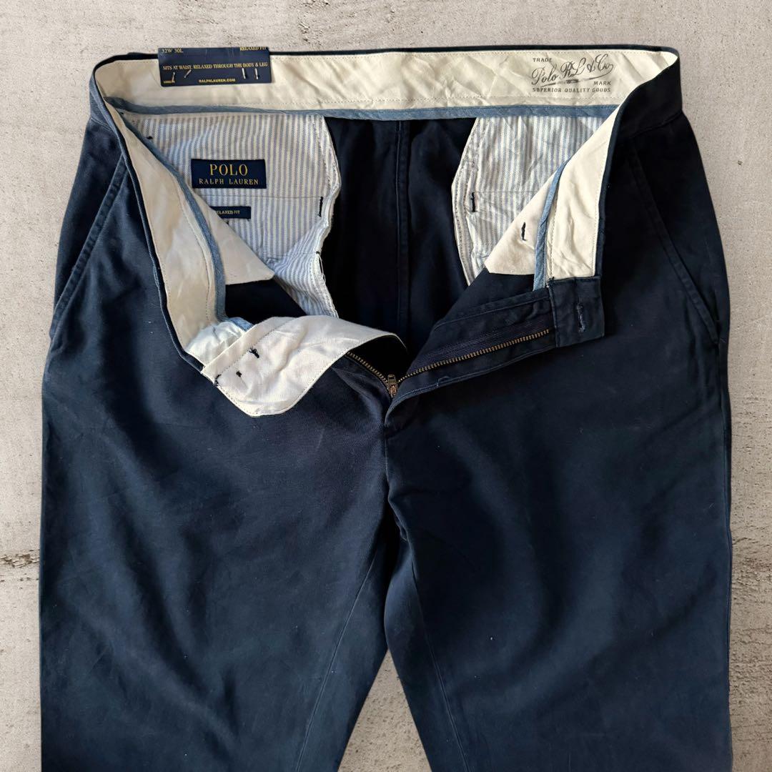 希少デッドストックPoloRalphLaurenラルフローレンチノパンW32濃紺
