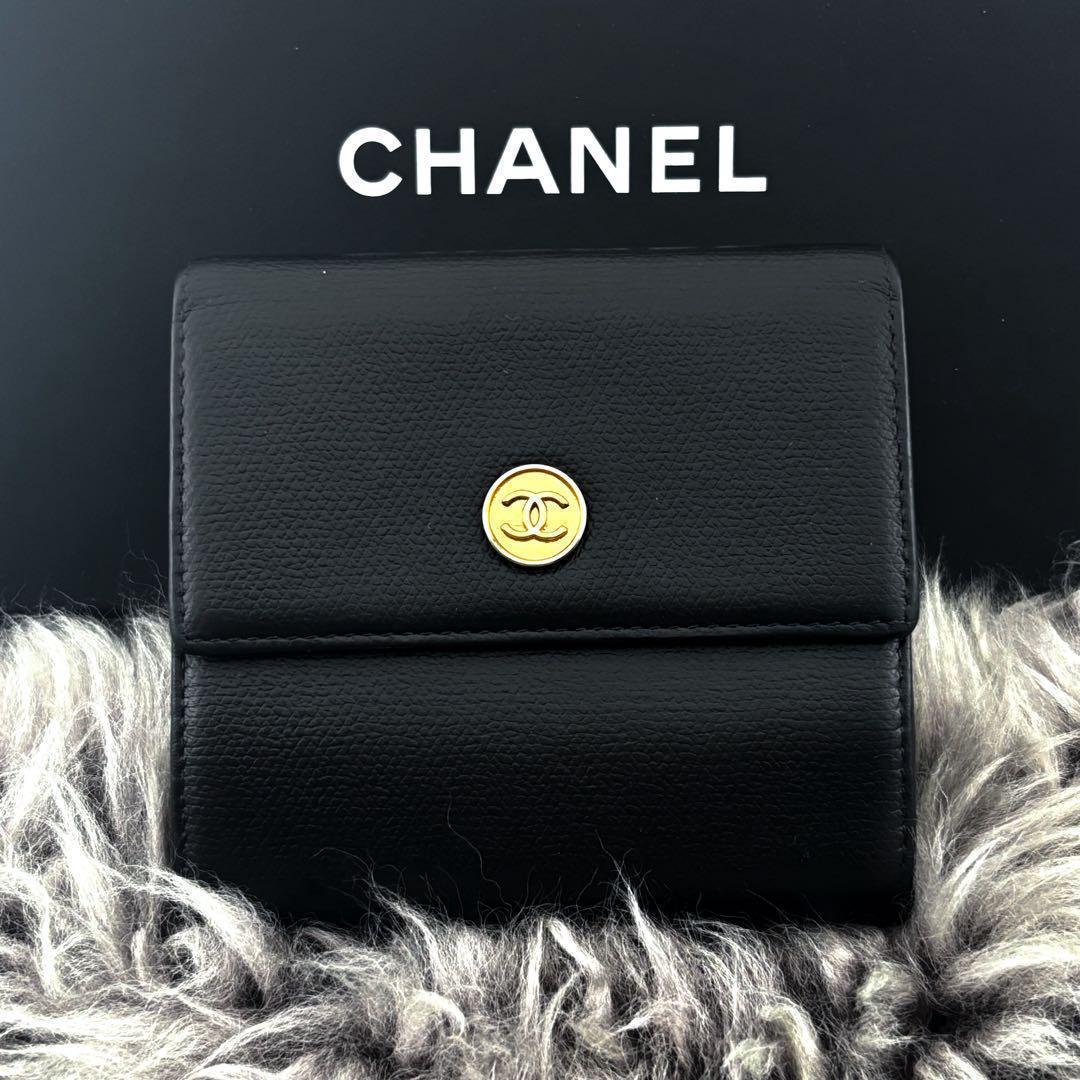 【極美品✨】シャネル 財布 ココボタン Wホック 三つ折