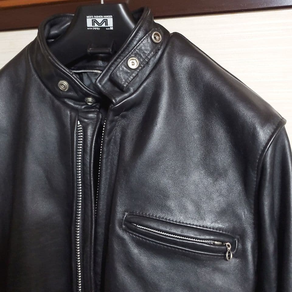 〖美品〗Schott ブラック レザー シングルライダースジャケット　641