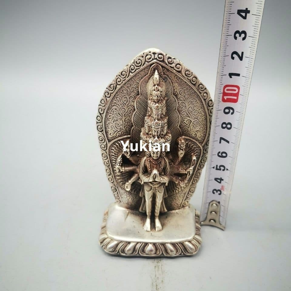 銅細工 八臂十一面観音像 仏像 装飾品 工芸品 美術品 置物