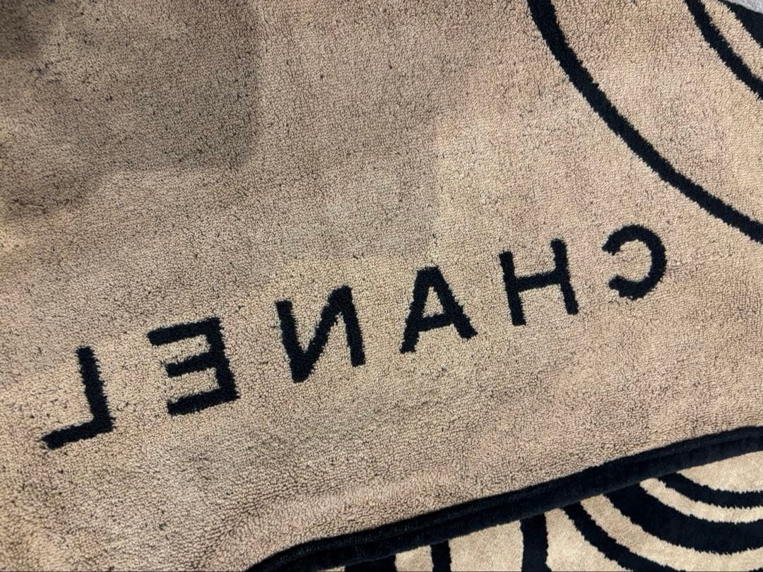 CHANEL ビーチタオル　ブラック×ベージュ