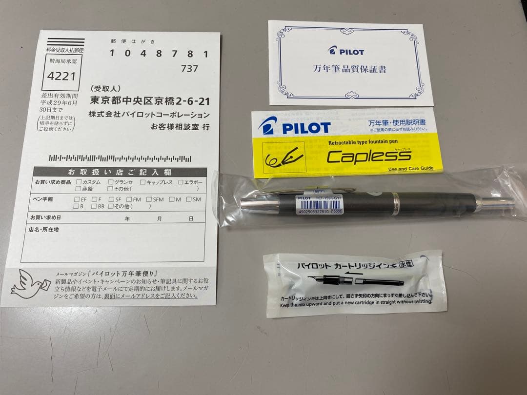 パイロット　万年筆　グレー　FCT-15SR-GYF キャップレスデジモ