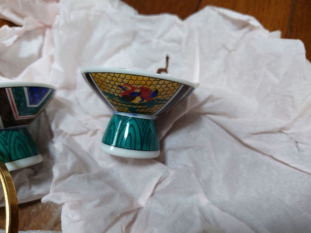 九谷焼　龍峰窯　古九谷手水会文酒器揃