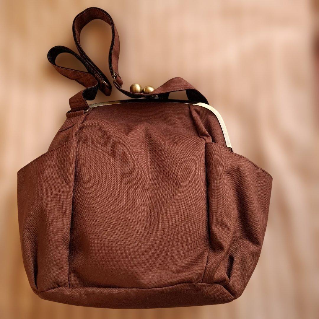 あやのこうじ　がま口ショルダーバッグ　コーデュラ®のがまぽちゃバッグ