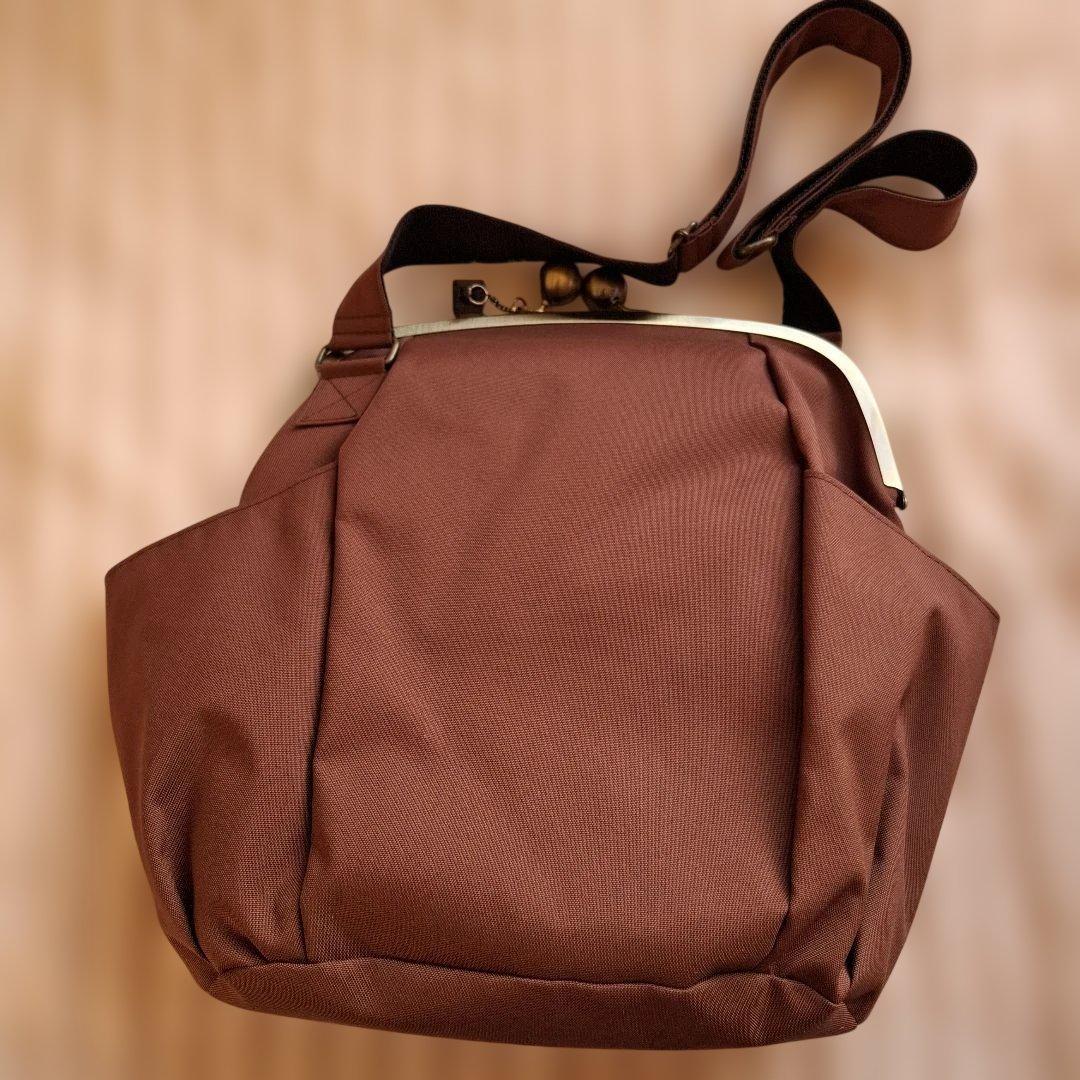 あやのこうじ　がま口ショルダーバッグ　コーデュラ®のがまぽちゃバッグ