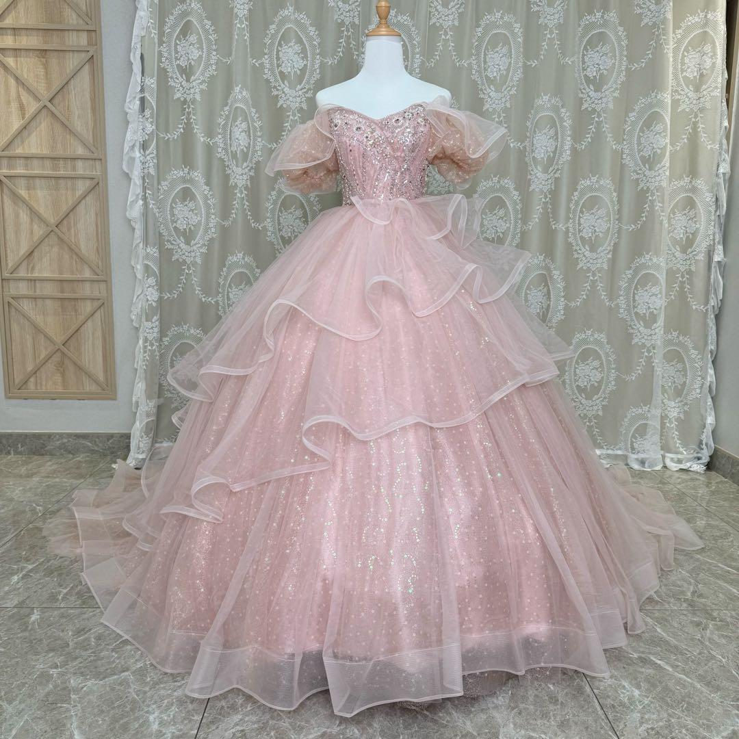 【まるこさん専用】ピンクドレス オフショルダー パニエ付き