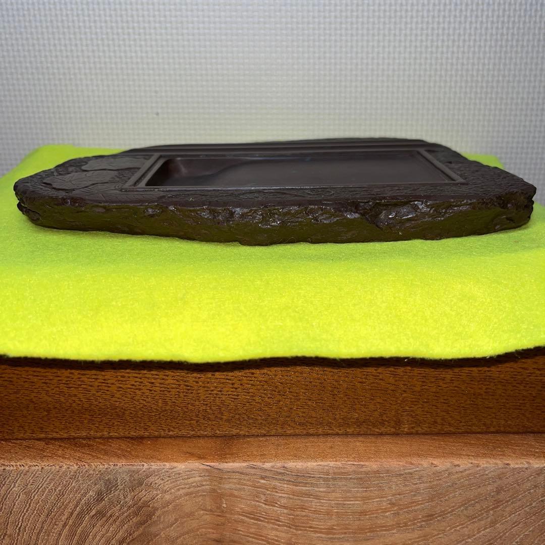 ⭕️赤間硯　古硯　赤間関　デカイ　7寸大　共蓋付き　墨持ち良い　手間