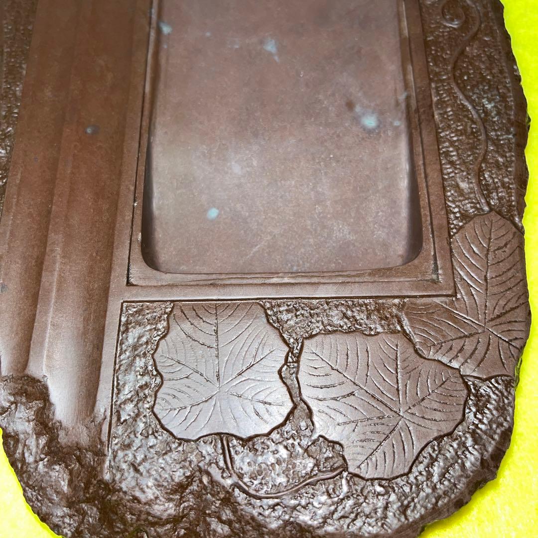 ⭕️赤間硯　古硯　赤間関　デカイ　7寸大　共蓋付き　墨持ち良い　手間