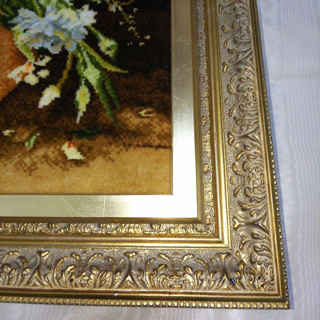 手織りペルシャ絨毯　タブリーズ産絨毯絵画　ウール&シルク