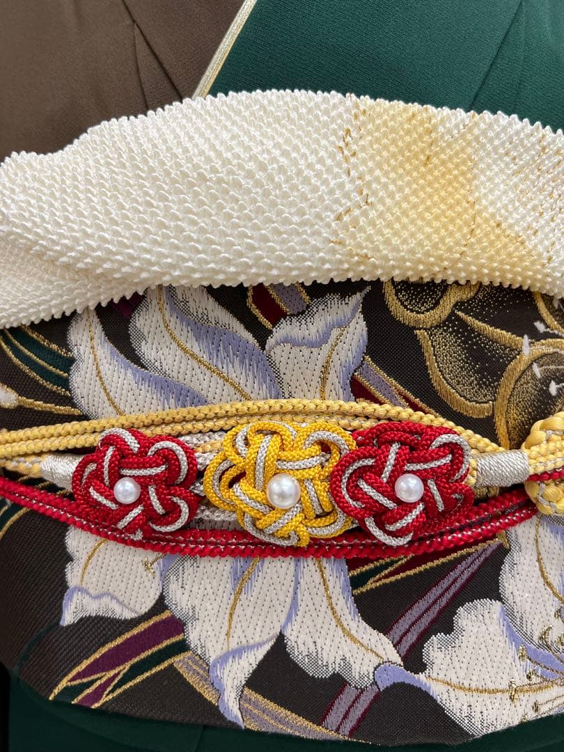 振り袖　フルセット　別誂長襦袢　金彩加工　刺繍入り　両面全通袋帯　個性的　663