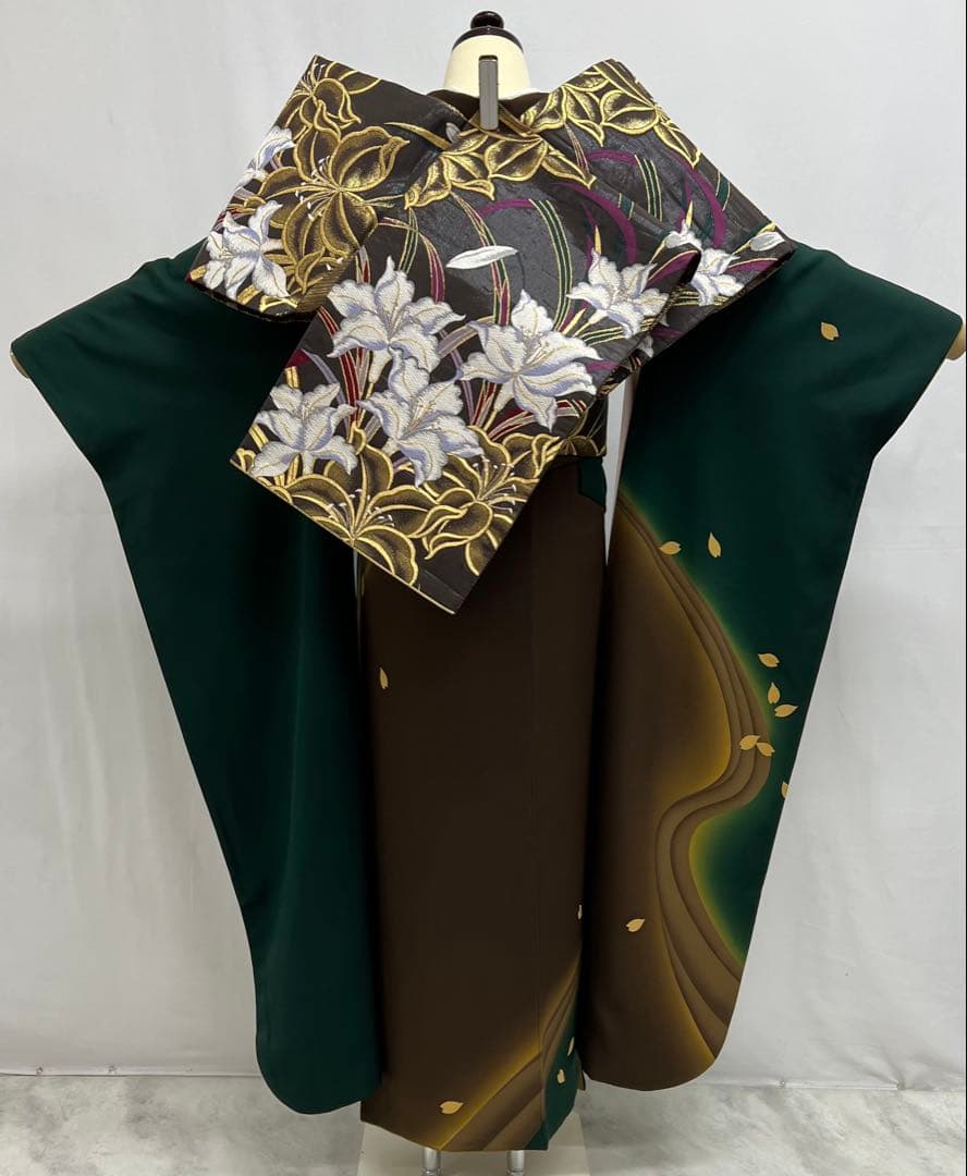 振り袖　フルセット　別誂長襦袢　金彩加工　刺繍入り　両面全通袋帯　個性的　663