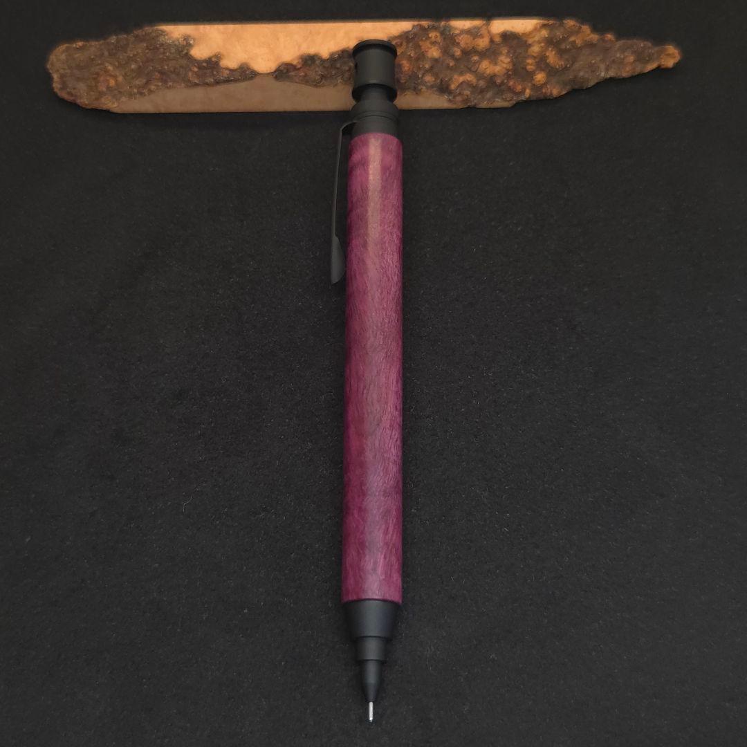 No.03ハンドメイド製図用シャープペンMDS1木軸パープルハート縮み杢