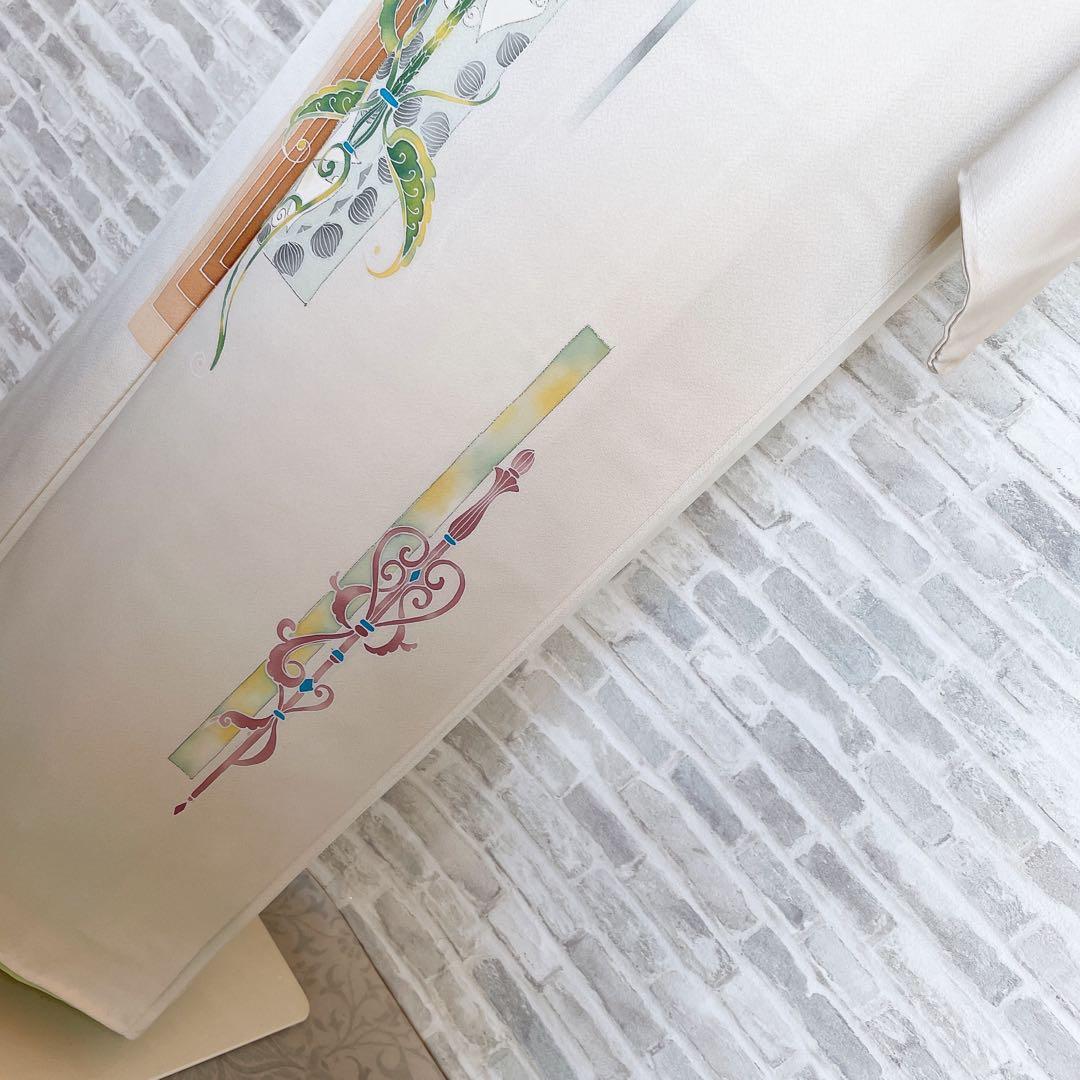 訪問着　フルセット　西洋柄　オフホワイト　金彩加工　着物　Q5