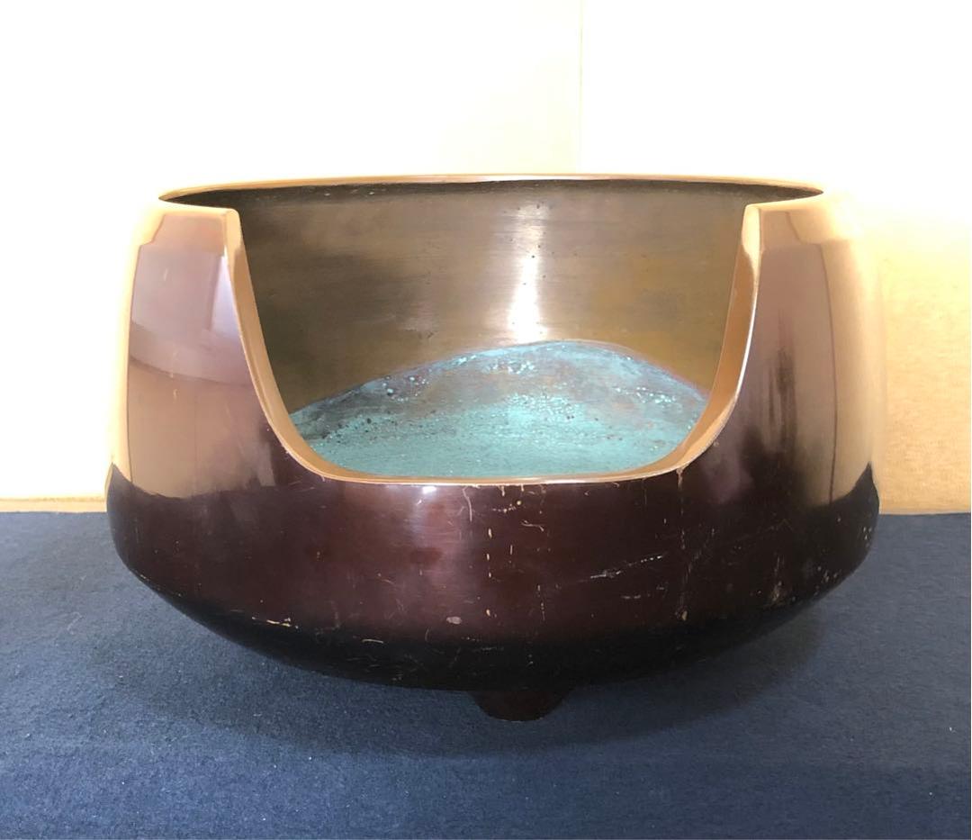 《レ》茶道具 唐銅風炉 秋元宗幹 真塗小板付 共箱 251111う6