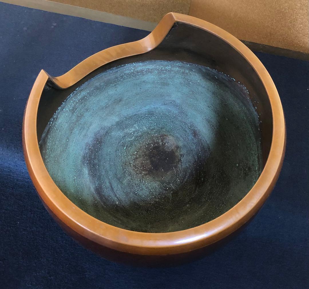 《レ》茶道具 唐銅風炉 秋元宗幹 真塗小板付 共箱 251111う6