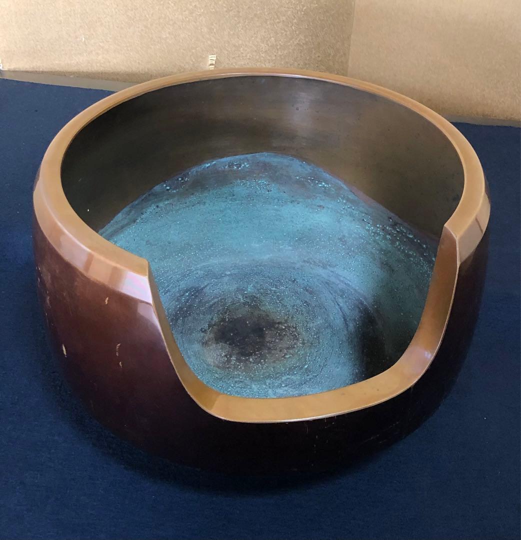 《レ》茶道具 唐銅風炉 秋元宗幹 真塗小板付 共箱 251111う6