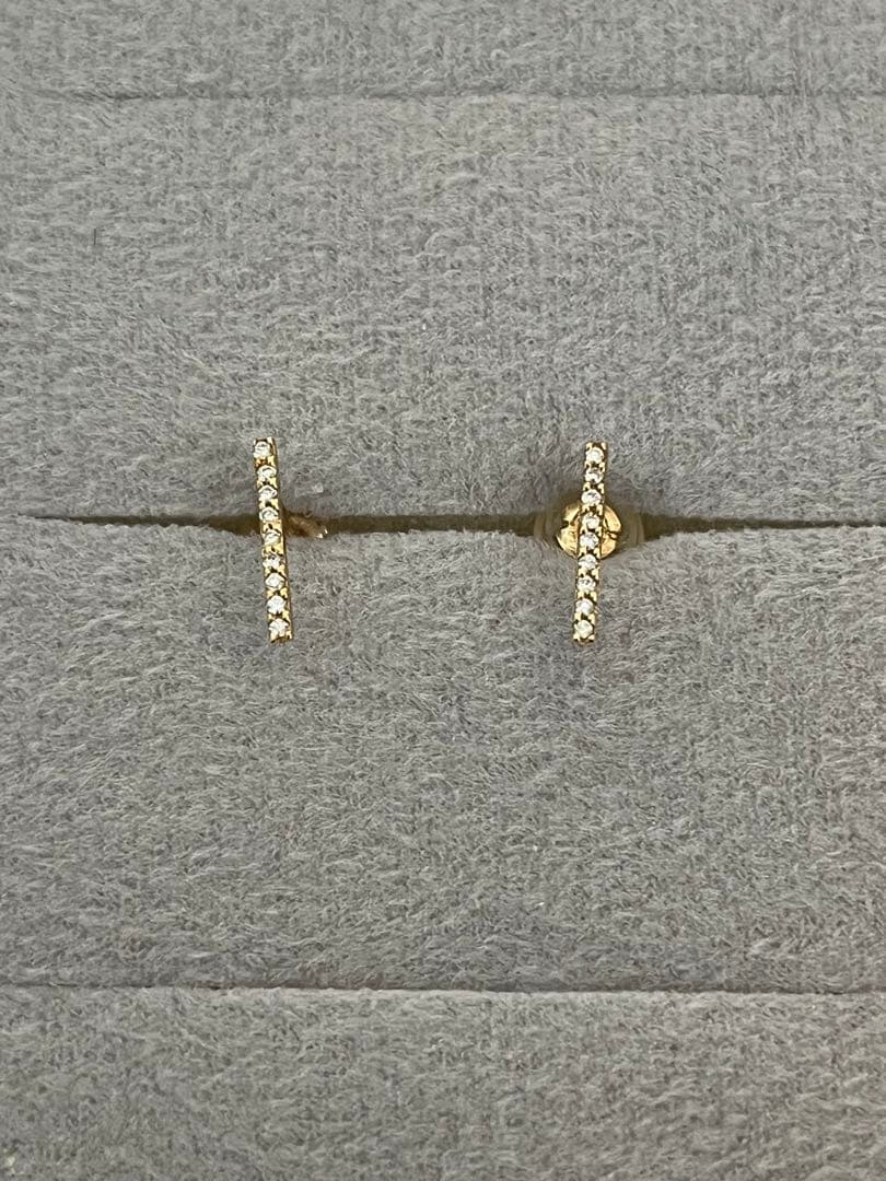 Lilas リラ ダイヤ10mmバーピアス K10 (両耳用)