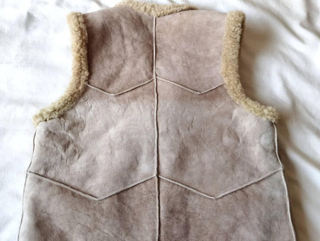 【羊革】リアルムートンパッチワークリバーシブルベスト　８０’ｓ