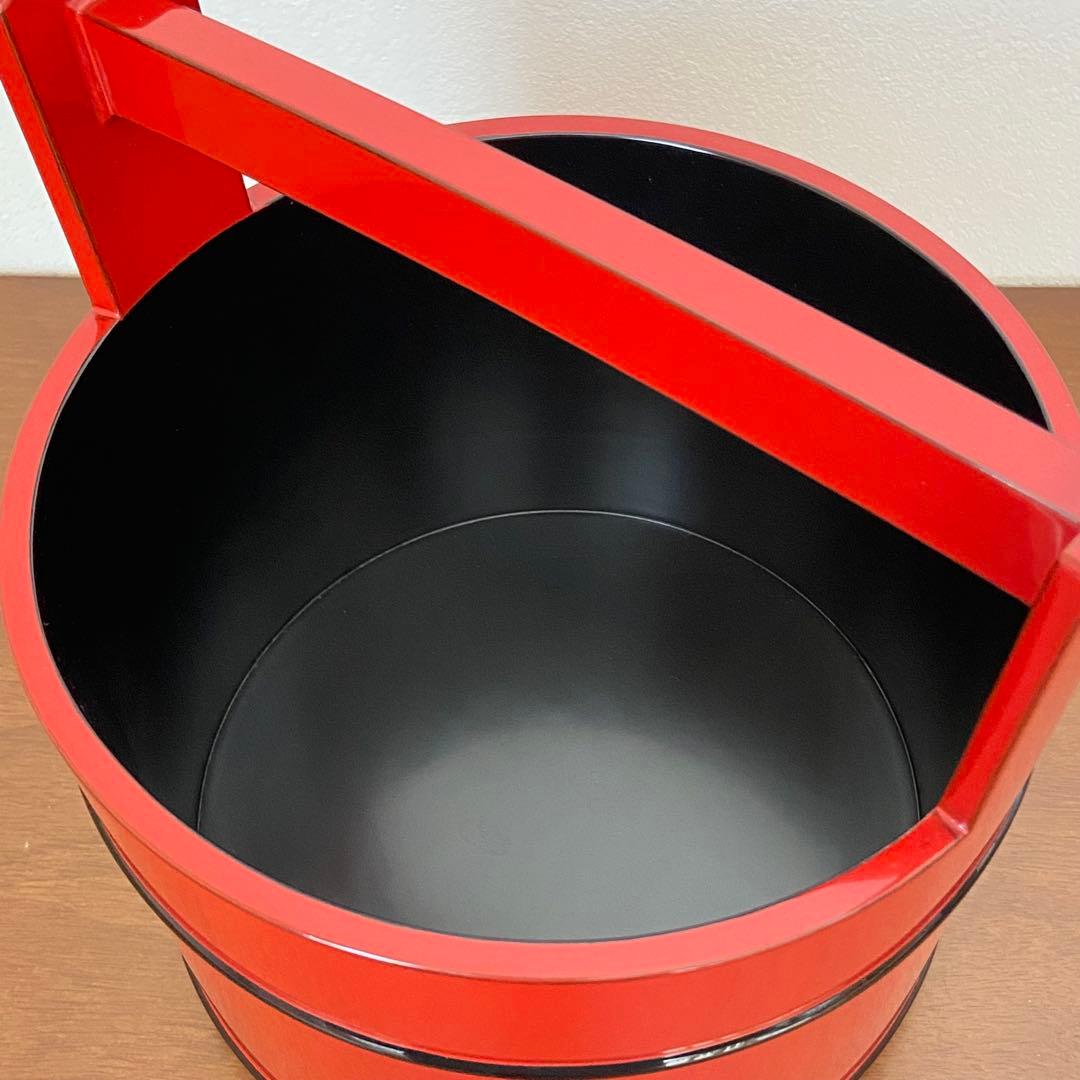 手桶水指 輪島塗 朱　高崎秋峰　共箱入　茶道具　茶器　漆芸　伝統工芸品