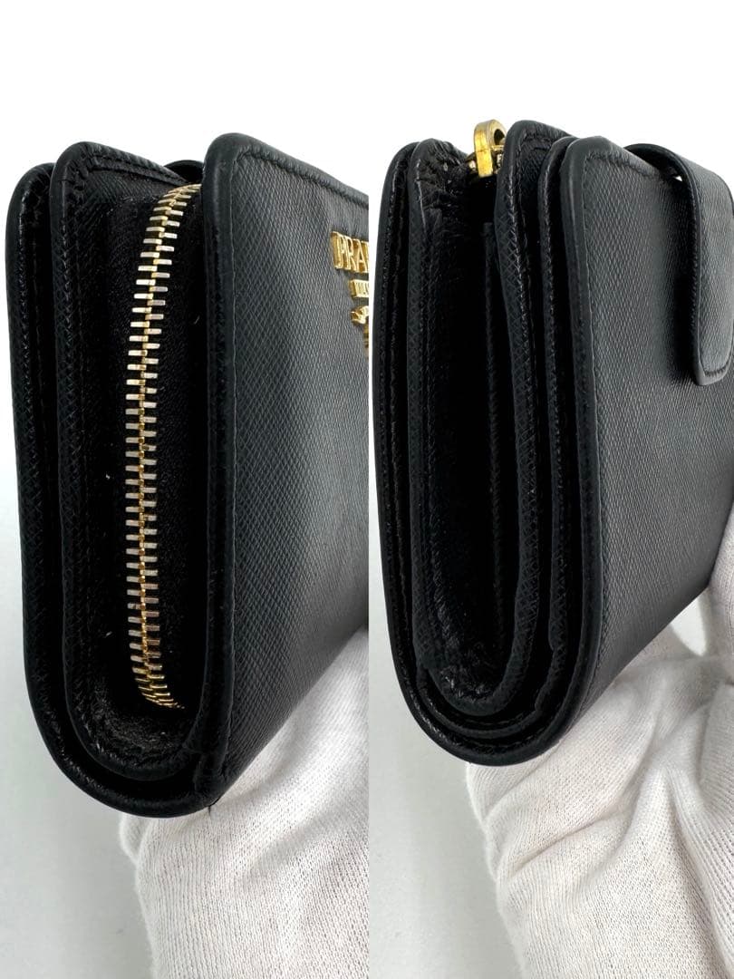 PRADA プラダ サフィアーノ メタル 二つ折り財布 1ML018 ブラック
